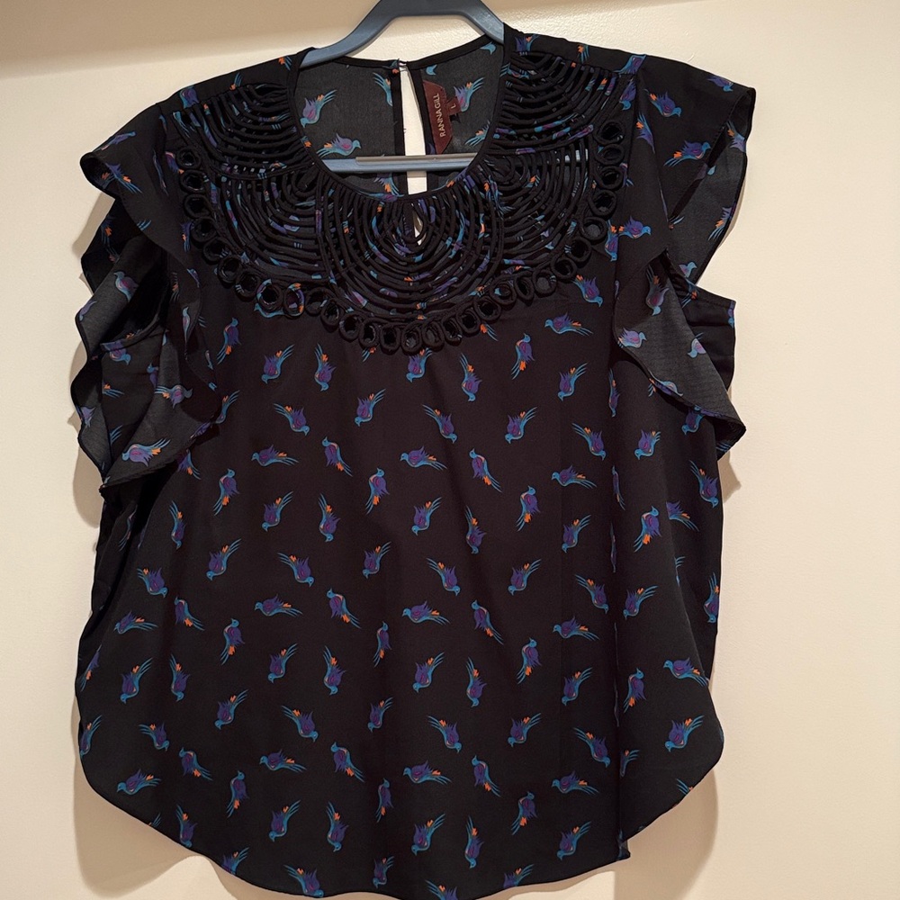 Anthropologie Ranna Gill Flutter Bird Top L